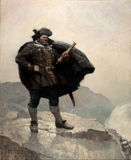 N C Wyeth S Treasure Island Classic Illustrations For A Classic Tale   N. C. Wyeth   All Day He Hung Round The Cove%2C Or Upon The Cliffs%2C With A Brass Telescope   Oil On Canvas 